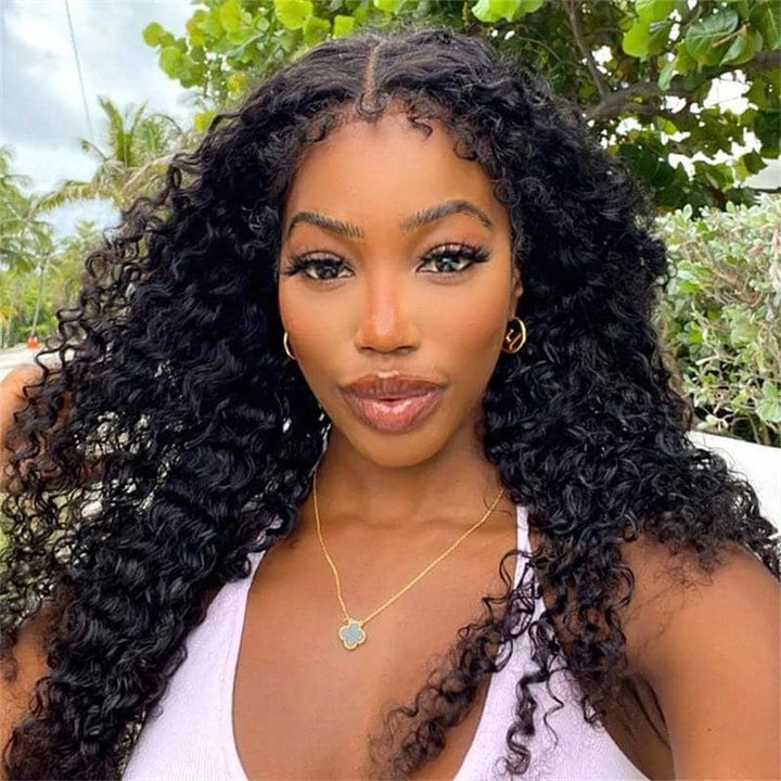 4c Hairline Deep Wave Lace Wig With Kinky Edge Preplucked Hairline Human Hair Wig