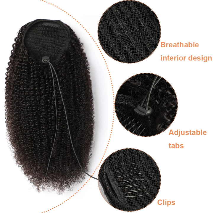 Drawstring Ponytail Human Hair Extensions With Clip
