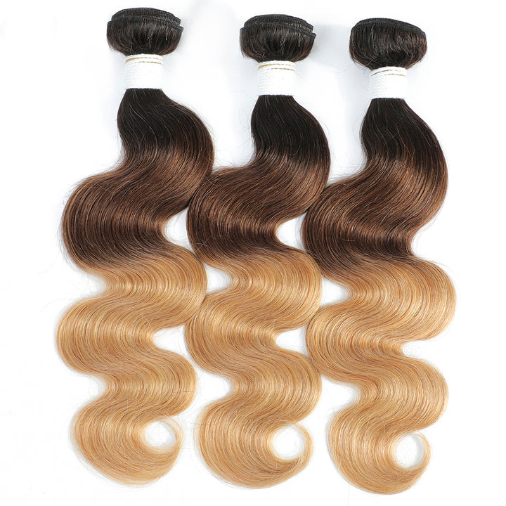 Ombre Straight / Body Wave Human Hair Bundles 3 Tones 1B427 Colored Hair Extensions