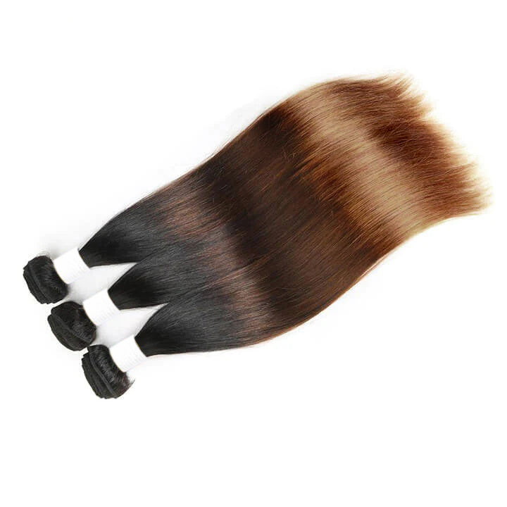 Ombre 1B430 Straight / Body Wave Human Hair Bundles 3/4 Tones  Colored Hair Extensions