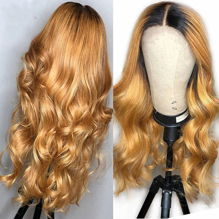 Bling Hair 1B27 Ombre Color Body Wave Transparent Lace Wigs