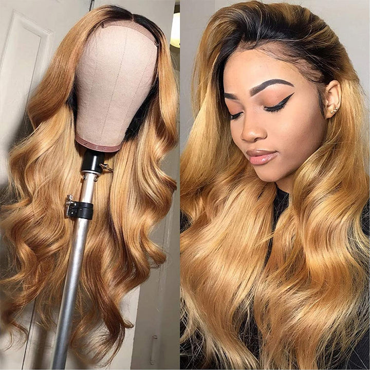 Bling Hair 1B27 Ombre Color Body Wave Transparent Lace Wigs