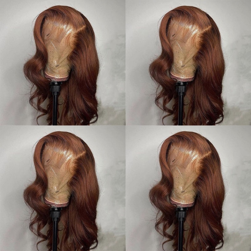 16-30 Inch Chocolate Brown Lace Front Human Hair Body Wave Wig