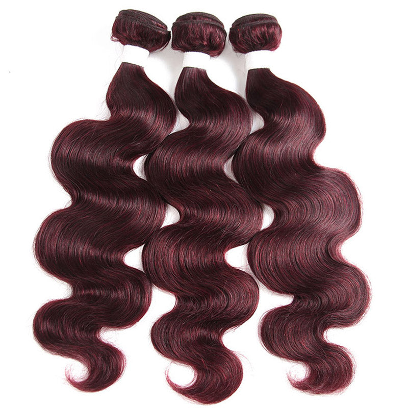 99J Burgundy Human Hair Weave Bundles 3 Pieces Pre-colored Brazilian Human Hair Weave
