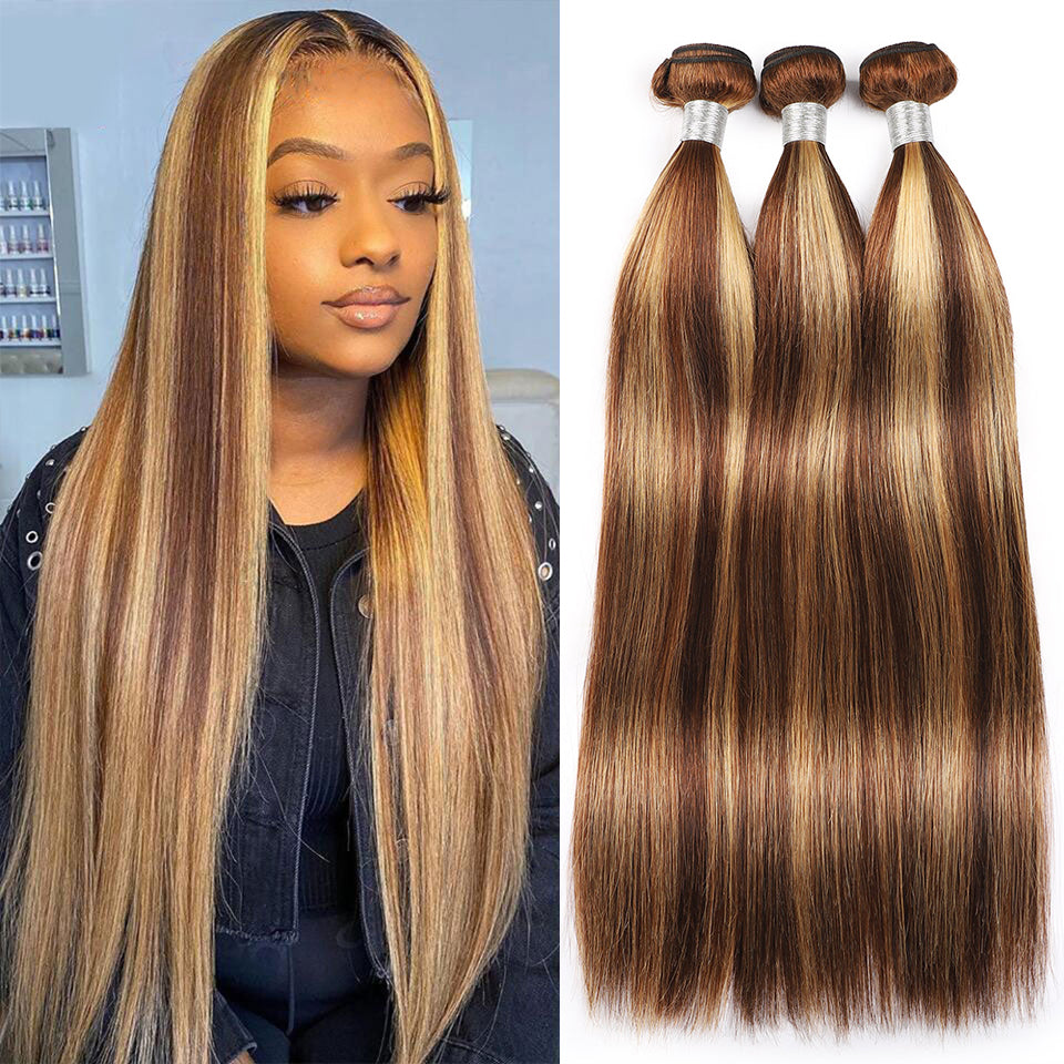 Highlight Body Wave Bundles Remy Brazilian Human Hair P4/27 Ombre Piano Color Hair Extensions