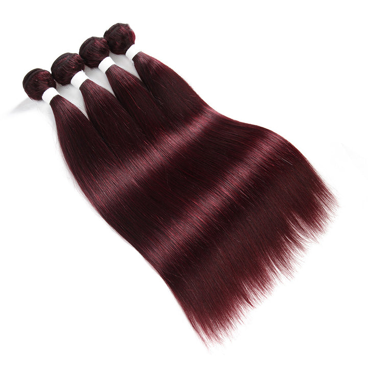99J Burgundy Human Hair Weave Bundles 3 Pieces Pre-colored Brazilian Human Hair Weave