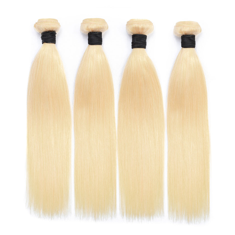 Straight Hair 4 Bundles 613 Color Brazilian Hair Weave Bundles 100% Remy Human Hair Extension Bling Hair - Bling Hair