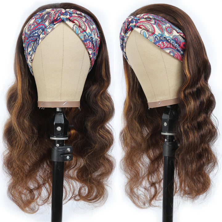 Brazilian Body Wave Wigs Highlight Ombre #4/27 Glueless Headband Wigs Human Hair Wigs 150%&180 Density  Bling Hair - Bling Hair