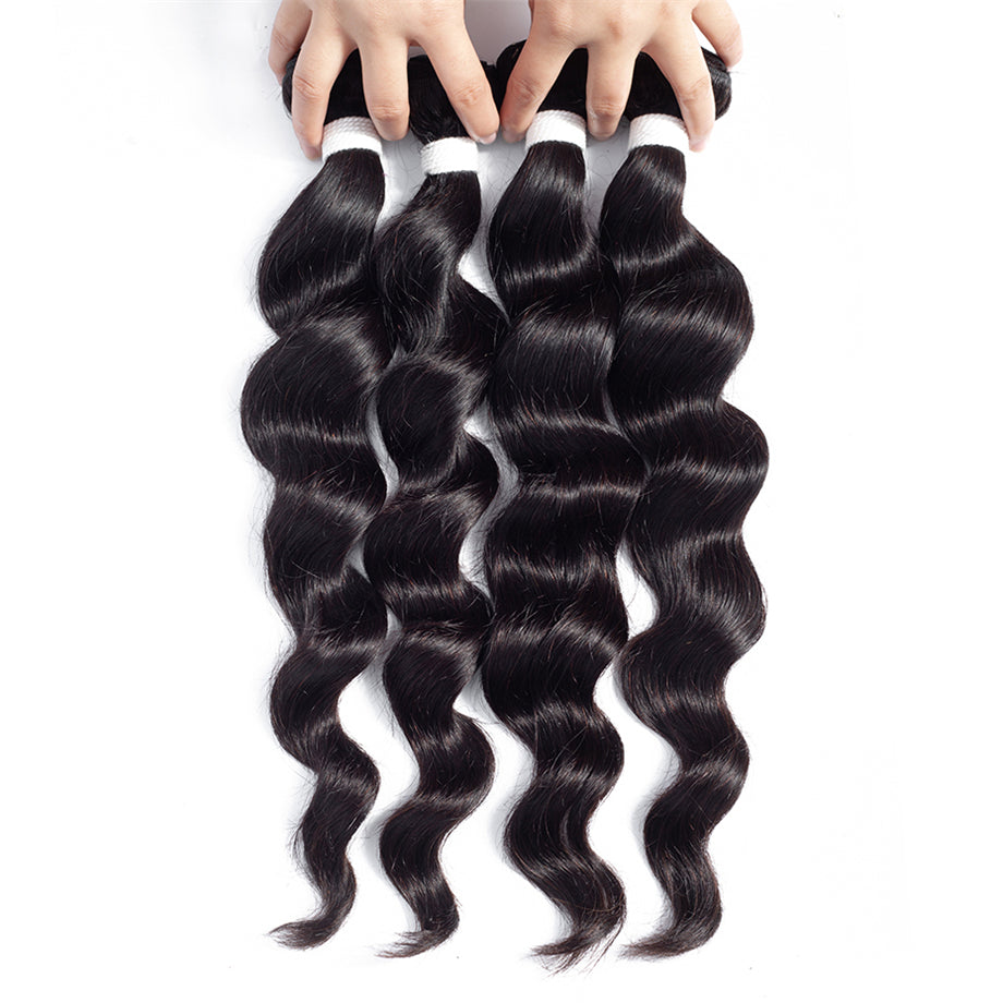 Loose Deep Wave 4 Bundles Brazilian Hair Weave Bundles 100% Remy Human Hair Extension Bling Hair - Bling Hair
