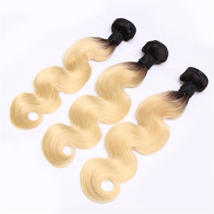 Brazilian Body Wave 3 Bundles 100% Human Hair Weave Bundles 1B/613 Color Remy Hair Extension Bling Hair - Bling Hair