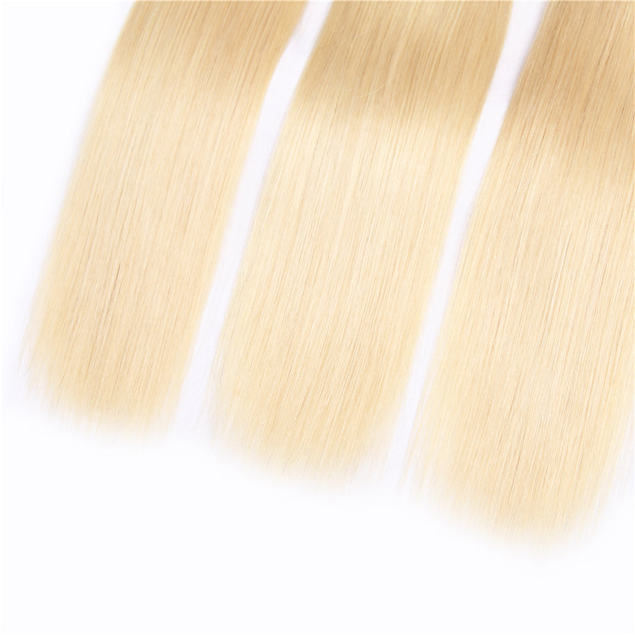 Brazilian Straight Hair 3 Bundles 100% Human Hair Weave Bundles 1B/613 Color Remy Hair Extension Bling Hair - Bling Hair