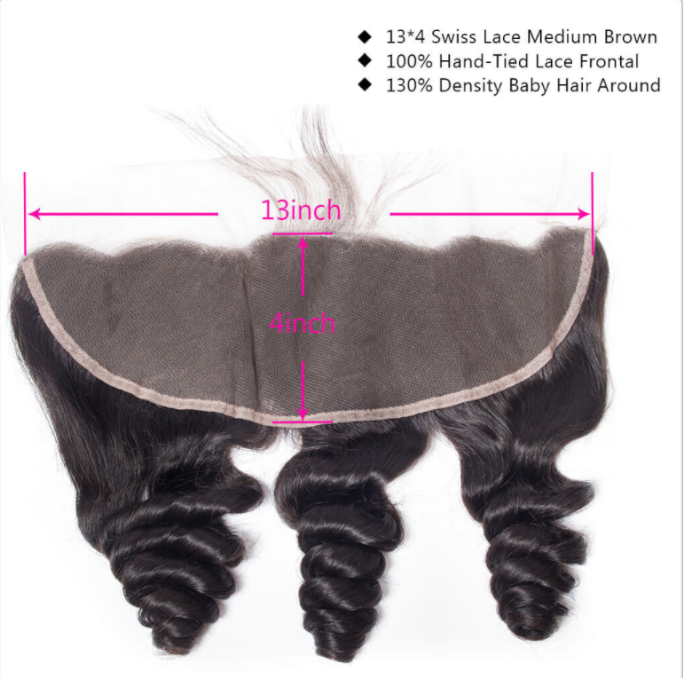 Loose Wave 3 Bundles With 13×4 Lace Frontal 10A Grade 100% Human Virgin Hair Bling Hair