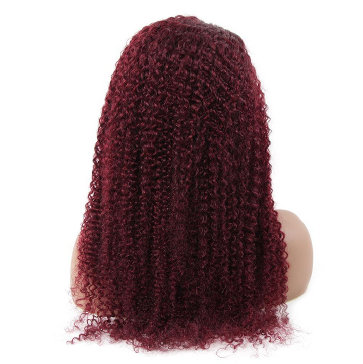 Brazilian Kinky Curly Wig 99J Color Glueless Headband Wig 180%&220% Density Human Hair Wigs Bling Hair