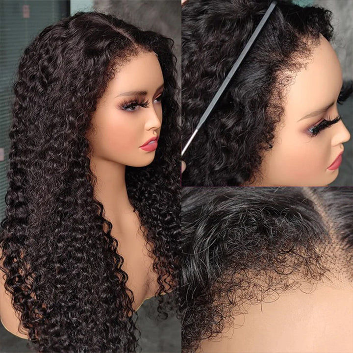 4c Hairline Deep Wave Lace Wig With Kinky Edge Preplucked Hairline Human Hair Wig