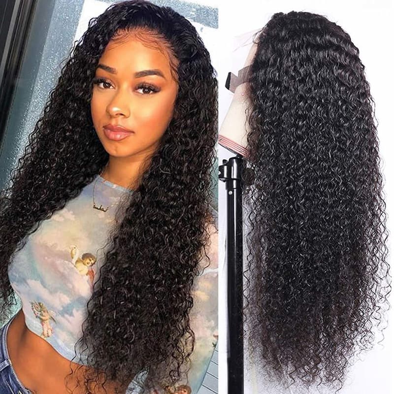 Jerry Curly Pre Plucked Human Hair Lace Wig Natural Hairline With Baby Hair