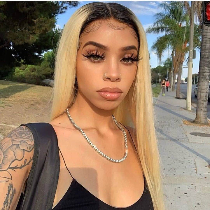 Dark Roots Blonde 13x4 Lace Front 1B613 Straight Human Hair Wig