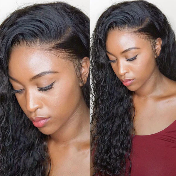 Crystal Lace 13x4 Frontal Wigs Pre Plucked Water Wave /Curly Invisible Lace Wig