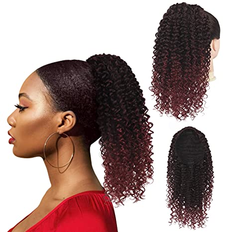 Afro Kinky Curly Ponytail Human Hair Remy Brazilian Wrap Around Ponytail Drawstring Ponytail Clip In Hair Extensions