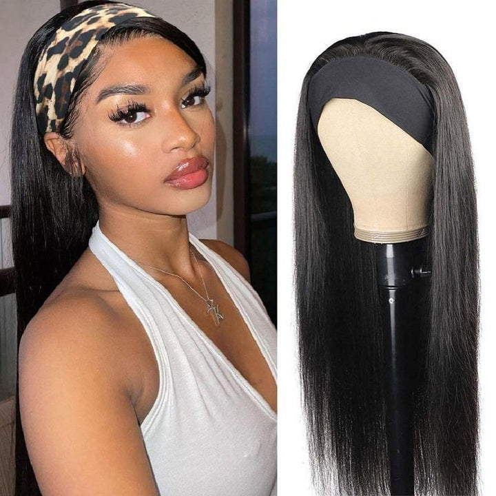 Brazilian Straight Hair Wig Glueless Headband Wig 180%&220% Density Natural Color Human Hair Wigs Bling Hair