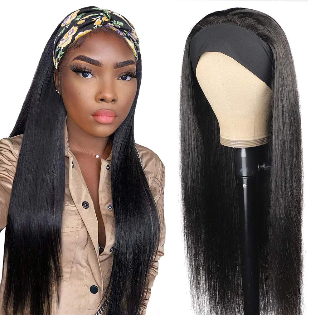 Brazilian Straight Hair Wig Glueless Headband Wig 180%&220% Density Natural Color Human Hair Wigs Bling Hair