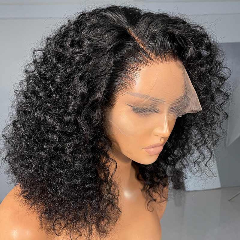 Short Bob Wig Jerry Curly Human Hair Wigs for Women Pre-Plucked 13x4 Transparent Lace Wig