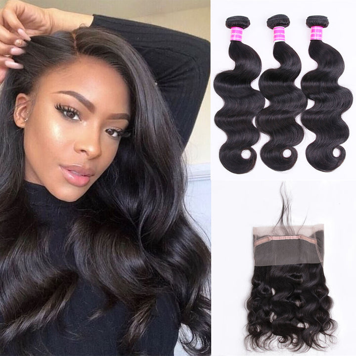 Brazilian Body Wave Bundles With 360 Lace Frontal 10A Grade 100% Human Remy Hair Bling Hair - Bling Hair