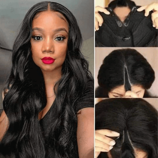 Body Wave V Part Wigs Virgin Hair Wigs Meets Real Scalp No Leave Out No Glue Blinghair