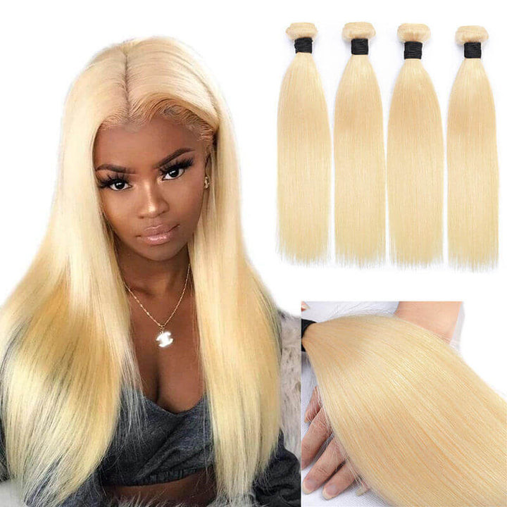 Brazilian Straight Hair 4 Bundles 613 Color 100% Human Hair Extension Bling Hair