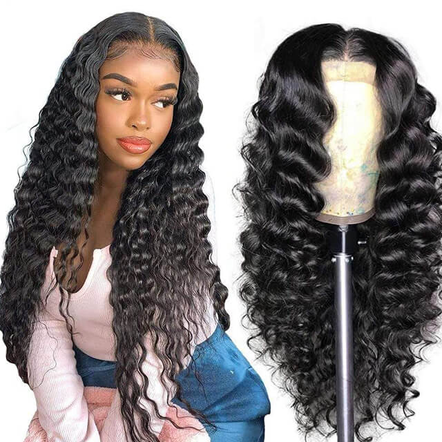 13x6 Lace Front Wig Loose Deep Wave Transaprent Lace Pre Plucked Human Hair Wig