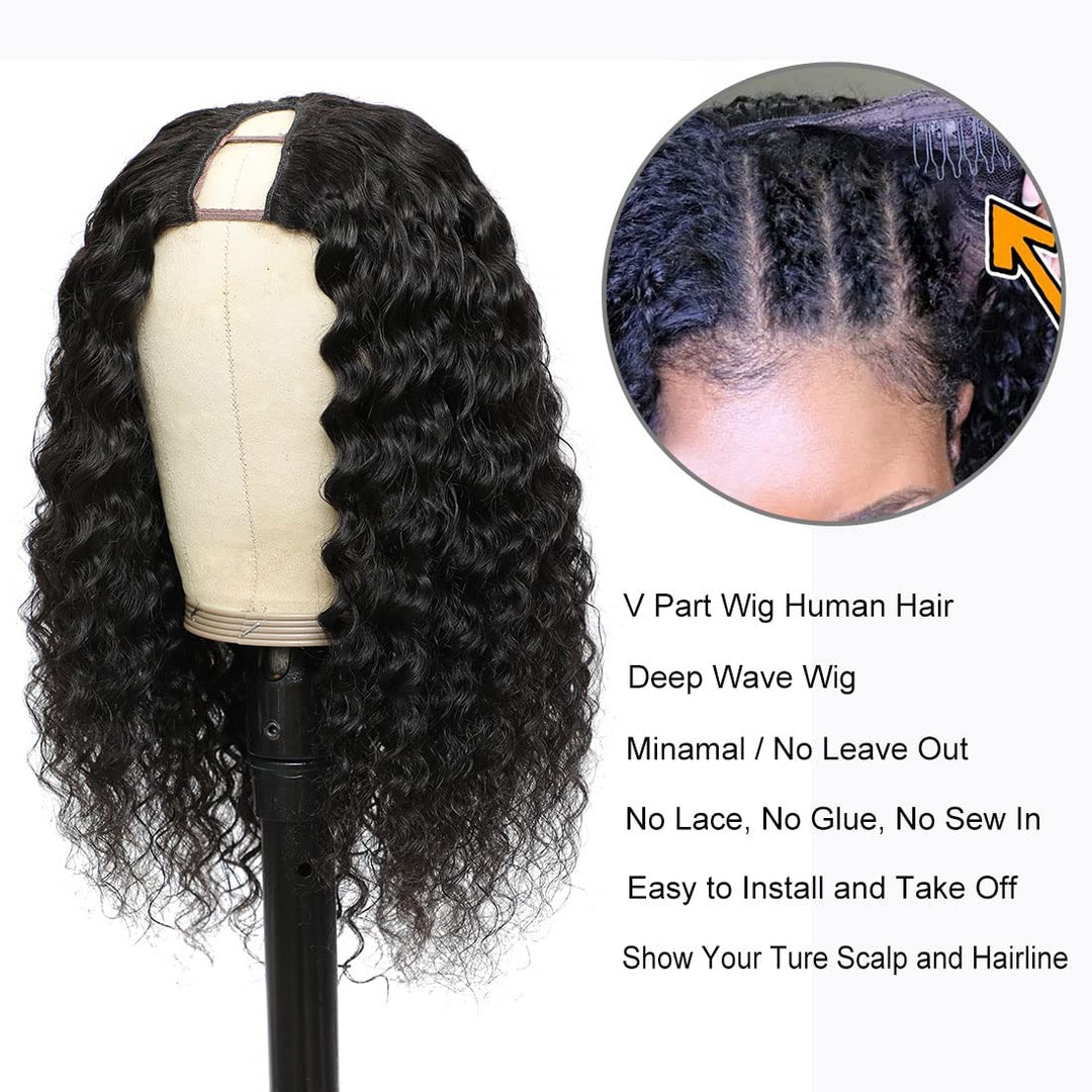 Deep Wave V Part Wigs Beginner Friendly Undetectable Leave Out Blinghair
