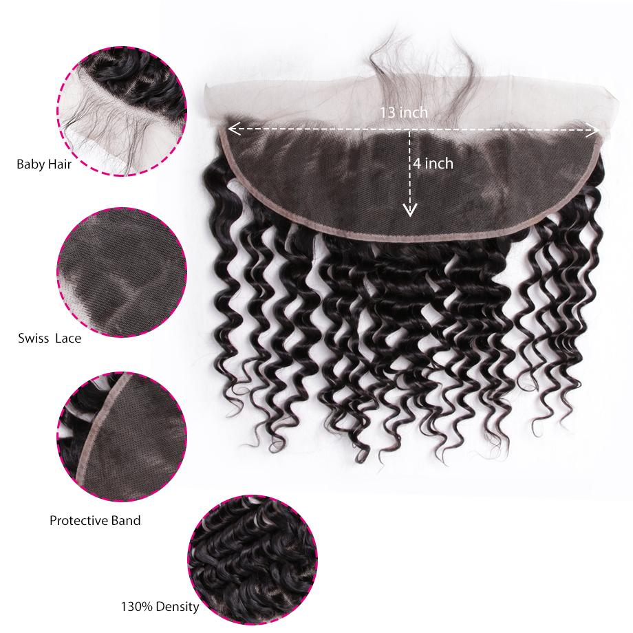 Malaysian Deep Wave Bundles With 13×4 Lace Frontal 10A Grade 100% Human Remy Hair Bling Hair - Bling Hair
