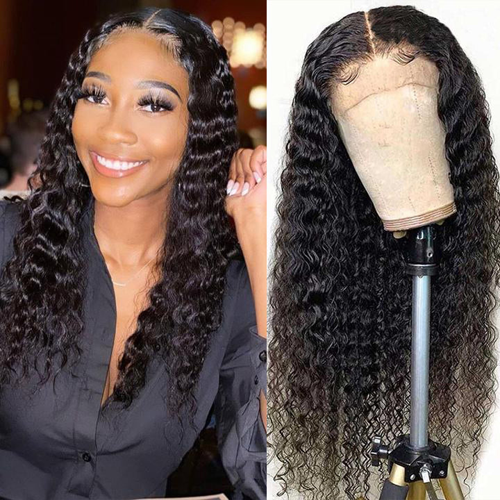 Water Wave Lace Closure Wig Brazilian Human Hair Wigs Natural Hairline bling hair