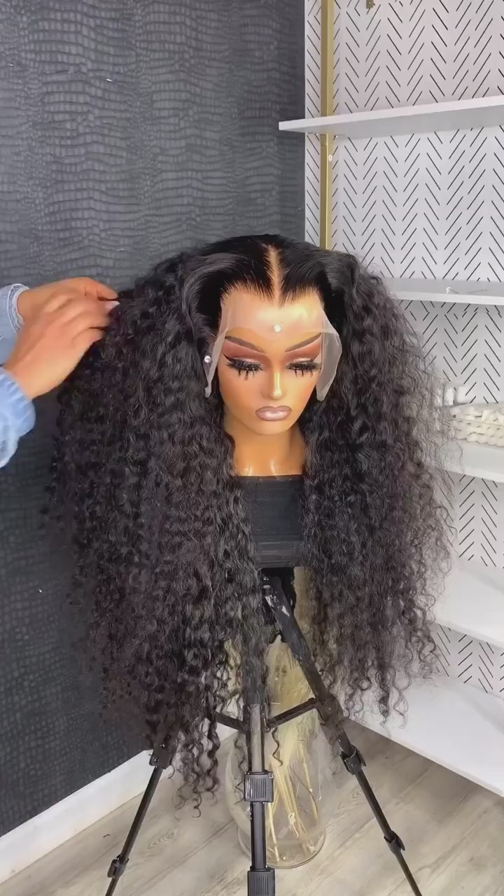 Full Jerry Curly Pre Plucked Lace Frontal High Density Human Hair Wig Same Video
