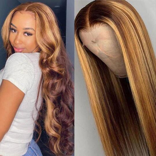 Piano Highlight Body/Straight 4x4 Transparent Lace Closure Wig | Special Offer