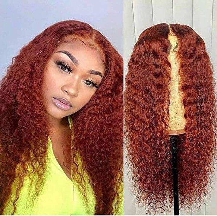 Gorgeous Ginger Color Water Wave Lace Wigs Human Hair Wigs