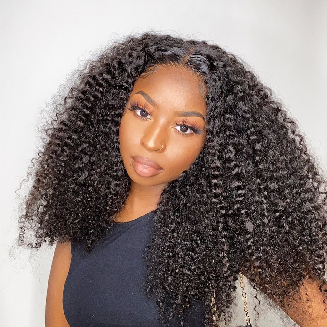 Super Sale $119 20" Kinky Curly 13X4 Lace Frontal Human Hair Wig
