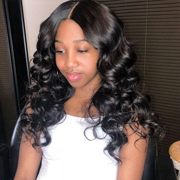 Bling Hair Loose Wave 13x4 / 4x4 Pre Plucked Lace Wigs Virgin Human Ha