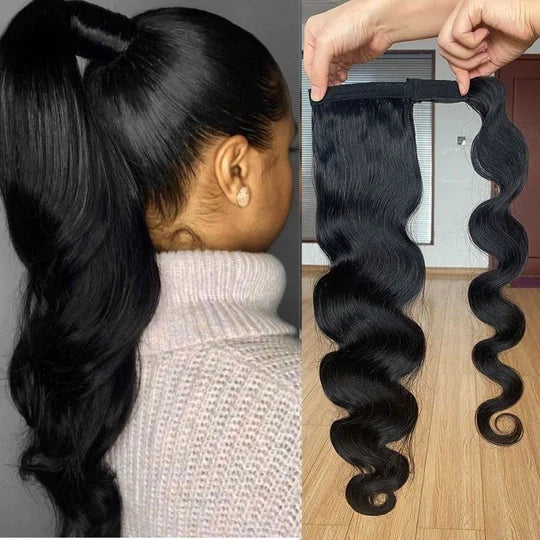 High Ponytail With Clip In Wrap-around Ponytail Extension Human Hair