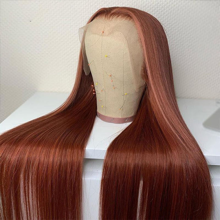 Reddish Brown Bone Straight 13x4 Lace Front Wig Human Hair Wig