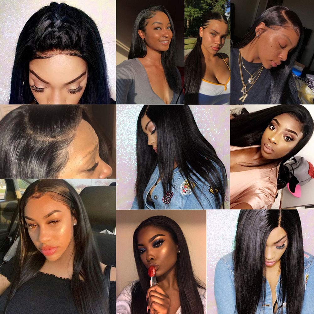 Bone Straight Wig 4x4 Transparent Lace Closure Wigs Virgin Hair Wigs Pre-plucked with baby hair