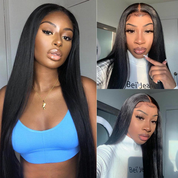 Bling Hair Virgin Hair straight 5x5 Lace Closure Wigs 180% Density  Melted Match All Skin