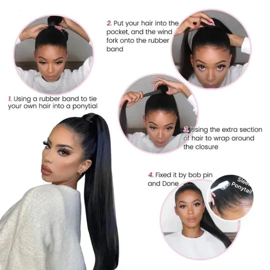 High Ponytail With Clip In Wrap-around Ponytail Extension Human Hair