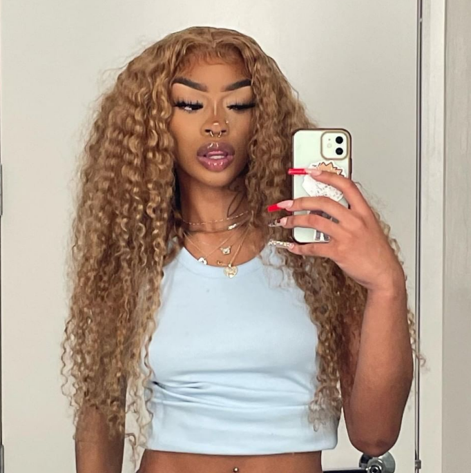 Honey Blonde Pre Plucked Water Wave Lace Wig  customer show